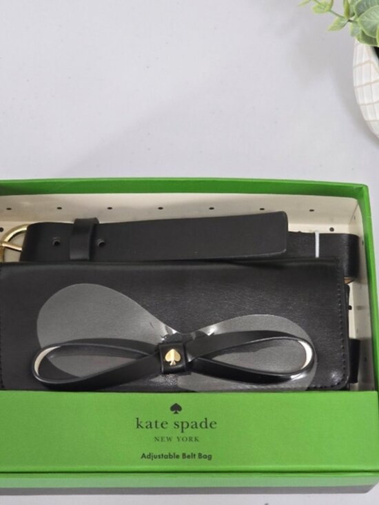 Kate Spade Leather Bow Belt Bag Women L/XL Black Desiger Fanny Pack